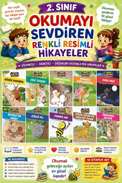 2.Sınıf Okumayı Sevdiren Renkli Resimli Hikayeler 2 - 10 Kitap ürün görseli 1