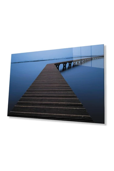 Deniz İskele Mavi Cam Tablo 4mm Dayanıklı Temperli Cam Marine Pier Blue Glass Table 4mm Durable Tem ürün görseli 1