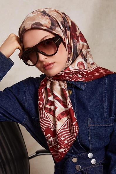 Desenli Twill İpek Eşarp-0918 ürün görseli 1