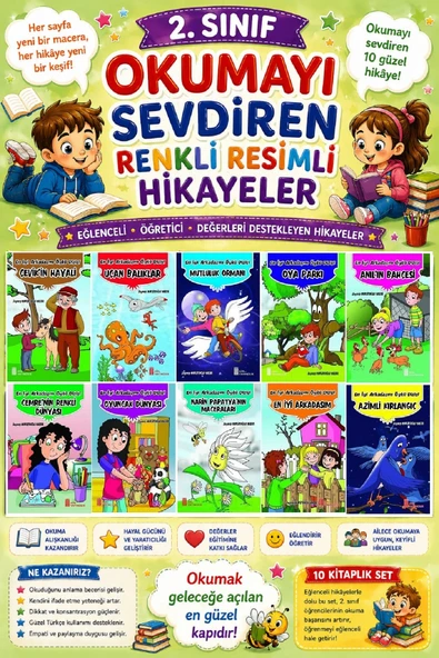 2.Sınıf Okumayı Sevdiren Renkli Resimli Hikayeler 2 - 10 Kitap ürün görseli 1