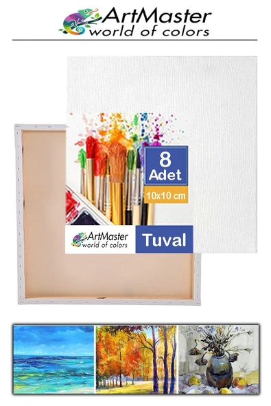 Kare Tuval 10x10 Astarlı Mini Resim Tuvali 8 Adet Tuvali 10*10 Tual Akrilik Boya Yağlı Boya İçin İdealdir ürün görseli 1