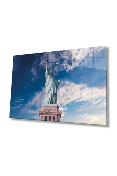 Özgürlük Heykeli Cam Tablo 4mm Dayanıklı Temperli Cam, Statue of Liberty Glass Wall Decor ürün görseli 1