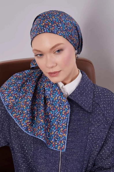 Mini Yazı Detayi Twill İpek Eşarp-0926 ürün görseli 1
