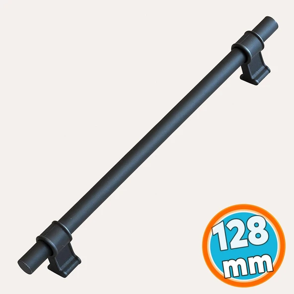 Mobilya Mutfak Çekmece Dolap Kapak Dolabı Kulpları Kulbu Kulpu Siyah Metal Kulp 128 mm-12.8 cm ürün görseli 1