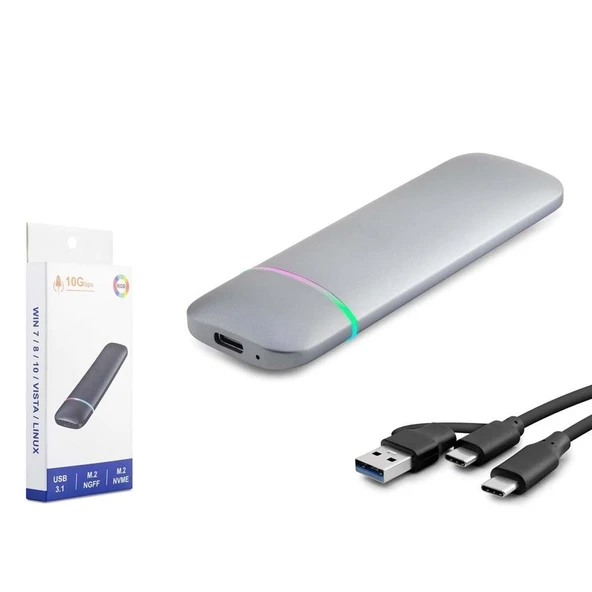 Hadron Hdx1772 Ssd Kutu Type-C3.1 + Usb3.0 Nvme + Ngff M2 Chip Rtl9210B Gri ürün görseli 1