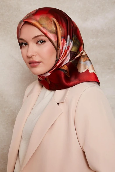Çiçek Desen Sura İpek Eşarp-0930 ürün görseli 1