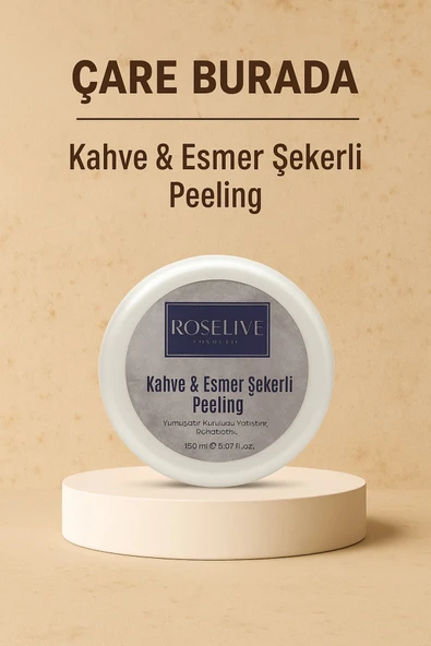 Roselive - Kahve & Esmer Şekerli Peeling 150 Ml (Yumuşatır, Rahatlatır, Kuruluğu Yatıştırır,) ürün görseli 1