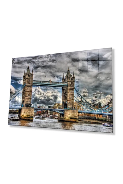 Şehir Köprü Manzara Cam Tablo 4mm Dayanıklı Temperli Cam City Bridge Landscape Glass Painting 4mm D ürün görseli 1