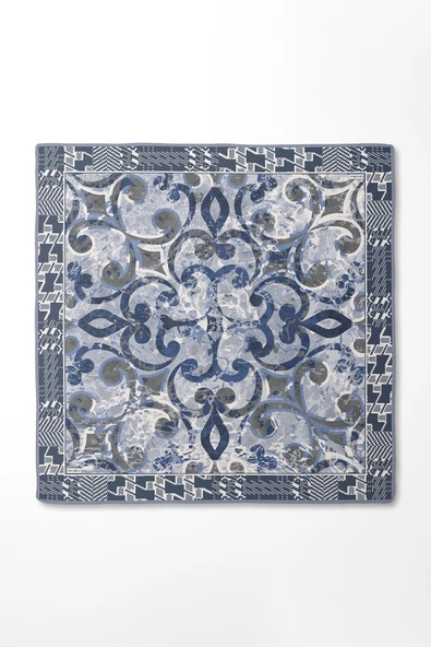 Desenli Twill İpek Eşarp-0918 - Resim 9