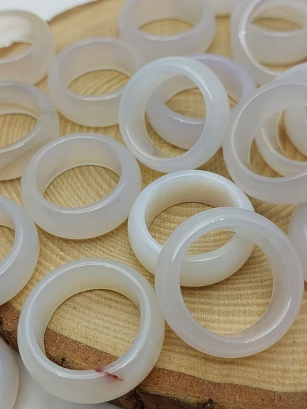 Akik Taşı Kalın Boy Yüzük – Sisli Alacalı –  11*4mm Kalınlık  (59960) ürün görseli 1