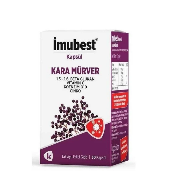 Imubest Kara Mürver Beta Glukan Vitamin C Koenzym Q-10  ve Çinko İçeren 30 Kapsül ürün görseli 1
