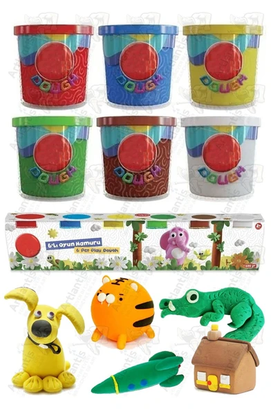 Oyun Hamuru 6 Renk 1 Paket Bubu 6 lı Oyun Hamuru 600 gr Canlı Renkler Okul Öncesi Kreş Anasınıfı Etkinli Hamuru ürün görseli 1