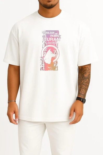 Oversize Varolsun Irkımın Turan Ülküsü Göğüs Baskılı Unisex T-Shirt ürün görseli 1
