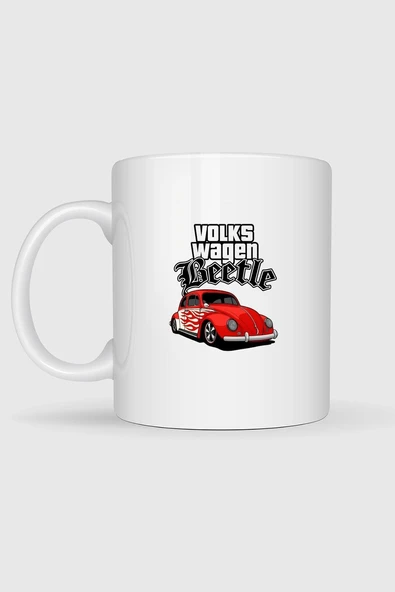 Vw Beetle Retro Alevli Baskılı Kupa Bardak - Resim 2