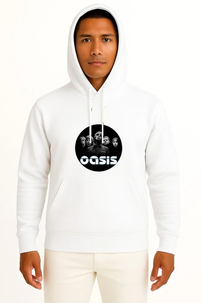 Kapüşonlu Oasis İngiliz Rock Göğüs Baskılı Unisex Sweatshirt ürün görseli 1