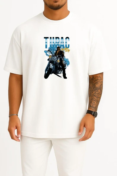 Oversize Tupac All Eyez On Me Göğüs Baskılı Unisex T-Shirt ürün görseli 1