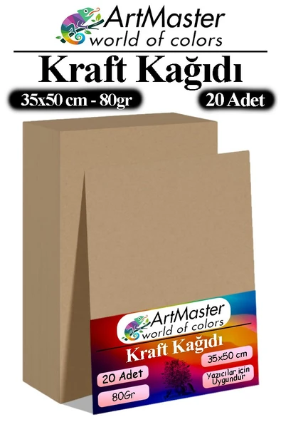Kraft Kağıdı 35x50 cm 20 Adet 80 Gr Hediye Paketleme Kagıdı Çeyiz Kaplama Kağıt Saman Kağıt Çizim Kağıdı ürün görseli 1