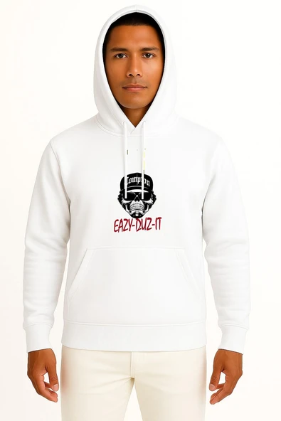 Kapüşonlu Eazy Duz İt Eazy E Göğüs Baskılı Unisex Sweatshirt ürün görseli 1