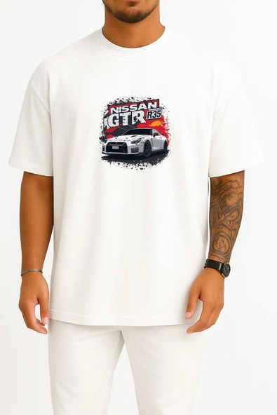 Oversize Nissan Gtr R35 Göğüs Baskılı Unisex T-Shirt ürün görseli 1