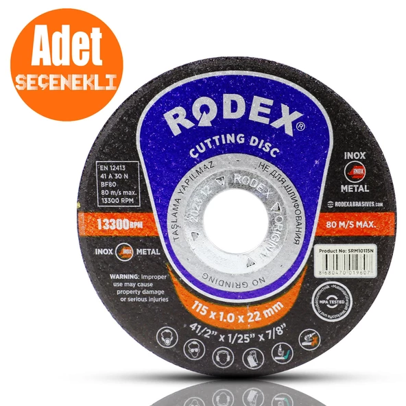 Rodex Spiral Taşlama İnox Metal Kesme Kesici Taş Diski 115x1 mm ürün görseli 1