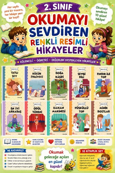 2.Sınıf Okumayı Sevdiren Renkli Resimli Hikayeler 4 - 10 Kitap ürün görseli 1