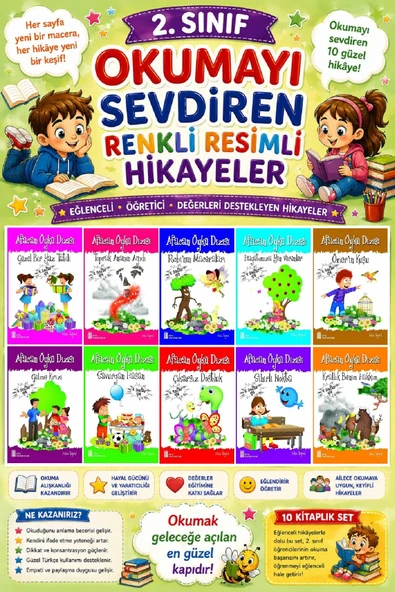 2.Sınıf Okumayı Sevdiren Renkli Resimli Hikayeler 5 - 10 Kitap ürün görseli 1