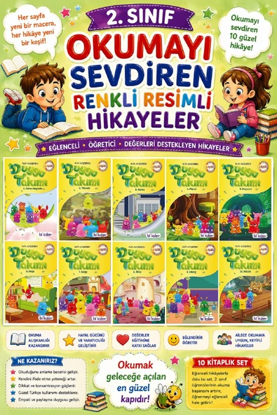 2.Sınıf Okumayı Sevdiren Renkli Resimli Hikayeler 5 - 10 Kitap ürün görseli 1