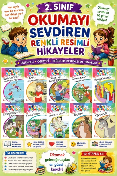 2.Sınıf Okumayı Sevdiren Renkli Resimli Hikayeler 8 - 10 Kitap ürün görseli 1