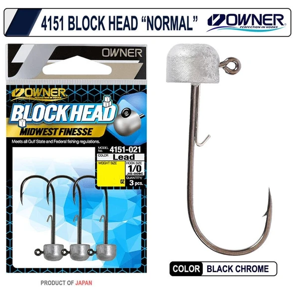 Owner 4151 Block Head JigHead  Lead NO:1/0 3/16 OZ ürün görseli 1