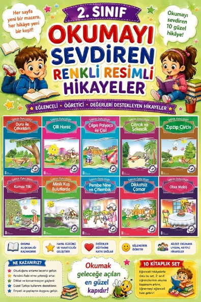 2.Sınıf Okumayı Sevdiren Renkli Resimli Hikayeler 9 - 10 Kitap ürün görseli 1