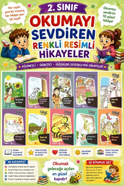 2.Sınıf Okumayı Sevdiren Renkli Resimli Hikayeler 10 - 10 Kitap ürün görseli 1