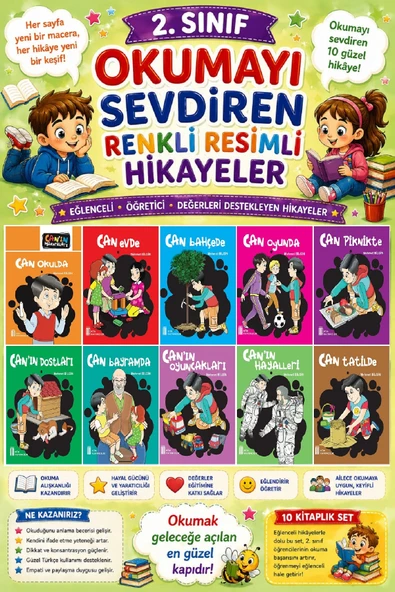2.Sınıf Okumayı Sevdiren Renkli Resimli Hikayeler 12 - 10 Kitap ürün görseli 1