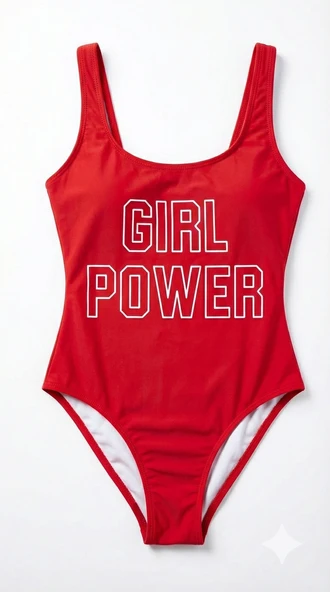 Kırmızı Çok Dar Kalıp Girl Power Baskılı Mayo ürün görseli 1