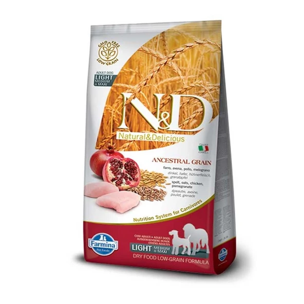 Nd Az Tahıllı Tavuklu Light Medium & Maxi Köpek Maması 12 Kg ürün görseli 1
