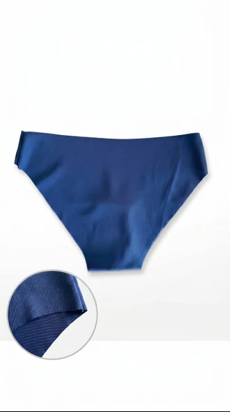 Lacivert Klasik Basic Lazer Kesim Bikini Külot - Resim 3