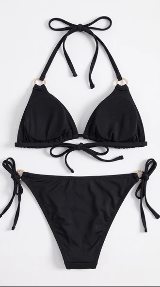 Siyah Mavi Pul Payetli Üçgen Bikini Takımı - Resim 2