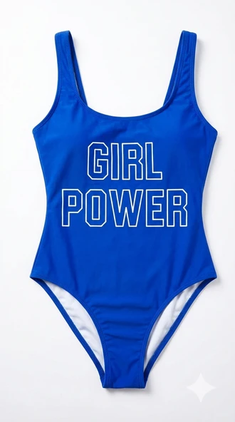 Mavi Çok Dar Kalıp Girl Power Baskılı Mayo ürün görseli 1