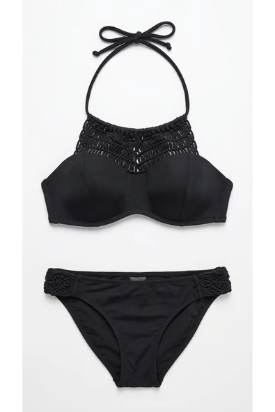 Siyah Makrome Içi Boş Kap Bikini Takım ürün görseli 1