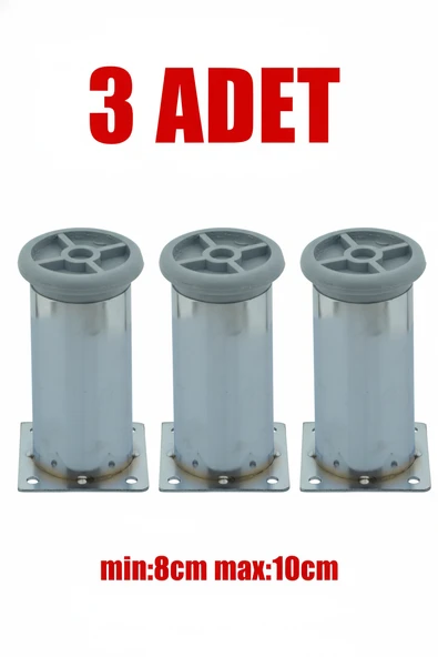 LUDIA Metal Ayarlanabilir 3 Adet Mobilya Ayağı Metal Tablalı 8cm ürün görseli 1