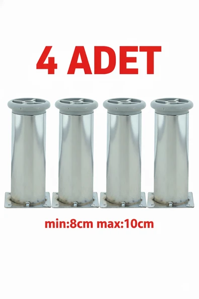 LUDIA Metal Ayarlanabilir 4 Adet Mobilya Ayağı Metal Tablalı 8cm ürün görseli 1