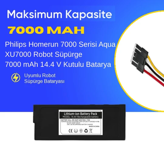 Philips Homerun 7000 Serisi Aqua XU7000 Robot Süpürge 7000 mAh 14.4 V Kutulu Batarya – Orjinal Uyumlu Uzun Ömürlü, Yüksek Performans Pil ürün görseli 1
