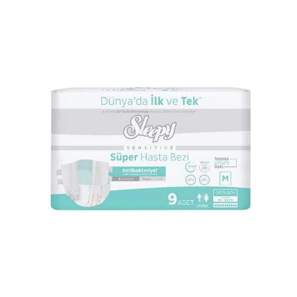 Sleepy Süper Hasta Bezi Antibakteriyel Medium Boy M 85 - 125 cm 9 Adet ürün görseli 1