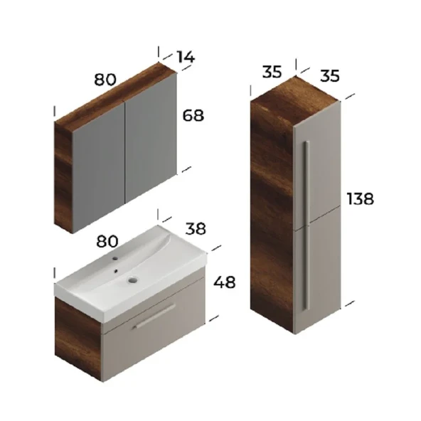 MALTA 80 CM BANYO DOLABI   (BAROK-DEFNE) - Resim 2