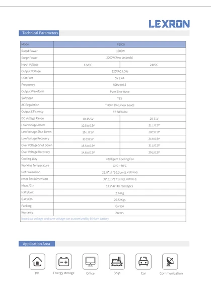 Lexron 1000W 12V Tam Sinüs Inverter - Resim 27