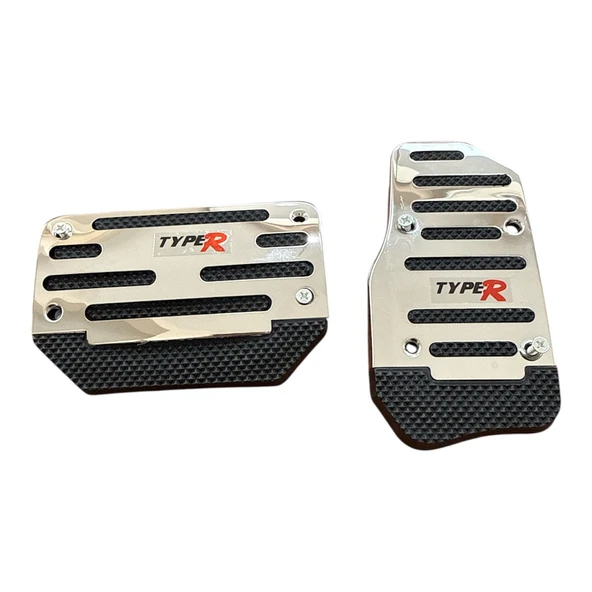 Universal Otomatik Metal Pedal Seti 2 Parça Krom Siyah ürün görseli 1