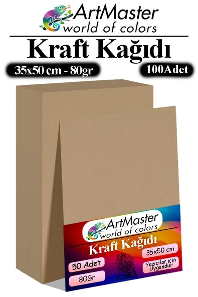Kraft Kağıdı 35x50 cm 100 Adet 80 Gr Hediye Paketleme Kagıdı Çeyiz Kaplama Kağıt Saman Kağıt Çizim Kağıdı ürün görseli 1
