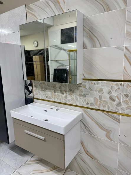 MALTA 80 CM BANYO DOLABI (BEYAZ-DEFNE) ürün görseli 1