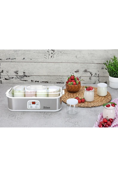 ZLN6104 Dijital Yoğurt Yapma Makinesi | Paslanmaz Çelik Gövde | 8 Cam Kavanoz 8x180 / 1440ml. ürün görseli 1