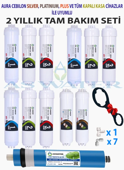 As Water Ihlas Aura Cebilon -Plus-Silver-Platinum -Uyumlu 2 Yıllık Bakım Seti Filtre Seti ürün görseli 1