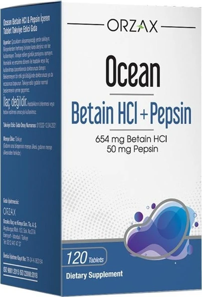 Ocean Betain HCI + Pepsin 120 Tablet ürün görseli 1